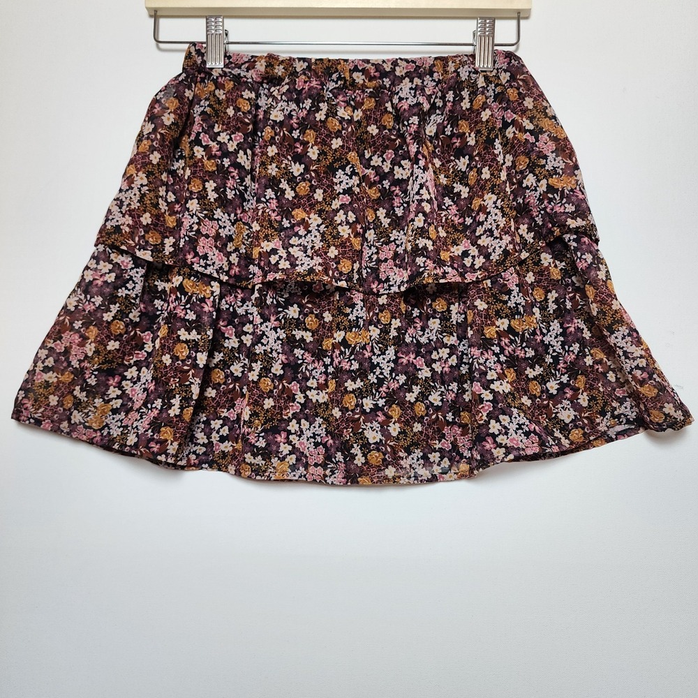 Koko + Mason Los Angeles Women's Ruffle Floral Mini Skirt Large